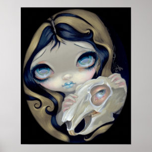 Weißes Kaninchen Wiederbelebte ART DRUCKER gotisch Poster