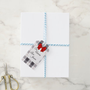 Weißes Kariertes Geschenk Geschenkanhänger