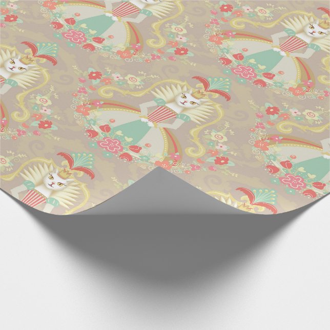 Weißes Katzen-Märchen-Packpapier Geschenkpapier (Ecke)