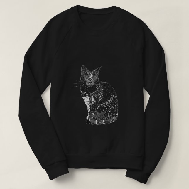 Weißes Katzen-Sweatshirt Sweatshirt (Design vorne)