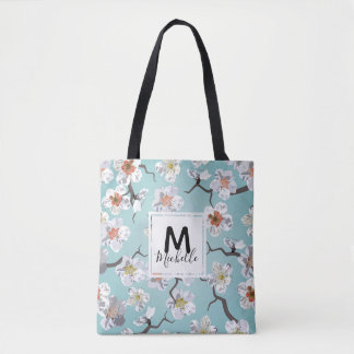 Weißes Kirschblossom farbenfrohe Monogramm