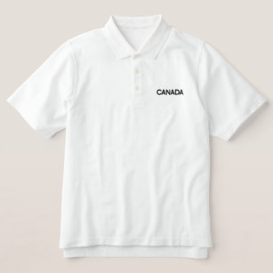 Weißes klassisches Polo-Shirt bestickt schwarz CAN