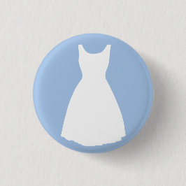Weißes Kleid auf hellblauem Knopf Button