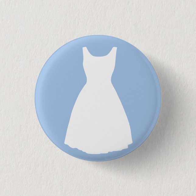 Weißes Kleid auf hellblauem Knopf Button (Vorderseite)