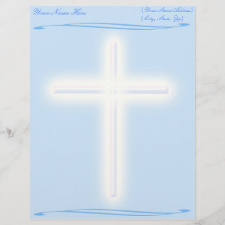 Weißes Kreuz auf blauem Briefkopf