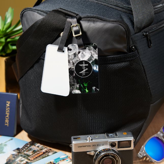 Weißes Kristall im Schwarzen Weltraum Monogramm Gepäckanhänger (Vorderseite & Rückseite)