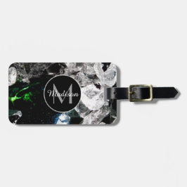 Weißes Kristall im Schwarzen Weltraum Monogramm Gepäckanhänger