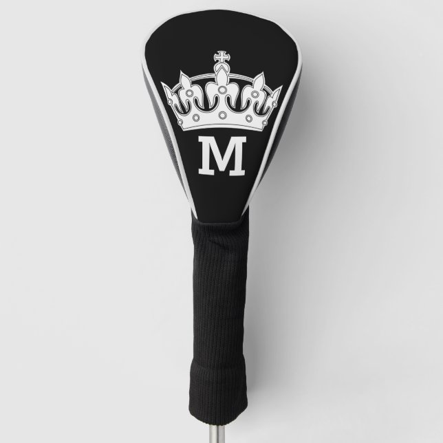 Weißes Kronen-Monogramm personalisiert Golf Headcover (Vorderseite)
