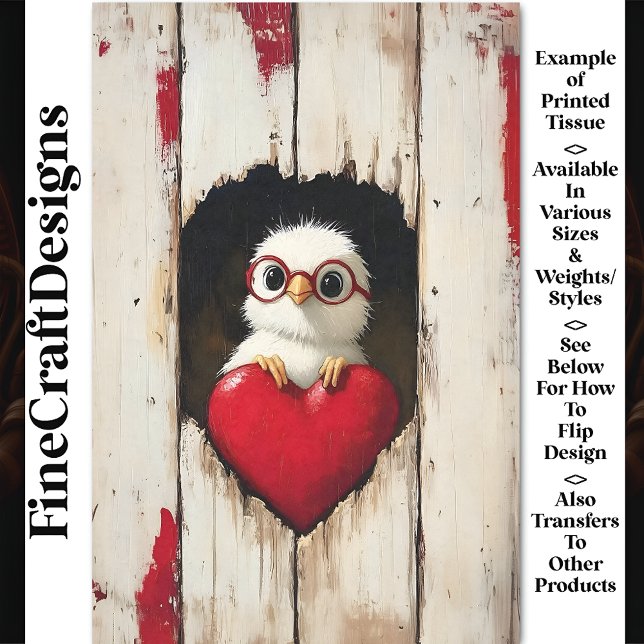 Weißes Küken, rote Brille & rotes Herz BY4 Decoupa Seidenpapier (Von Creator hochgeladen)