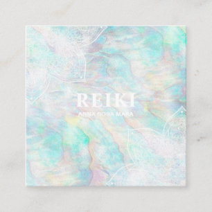 *~* weißes Lacey Mandala-Pastellrosa-Gelb-Blau Quadratische Visitenkarte