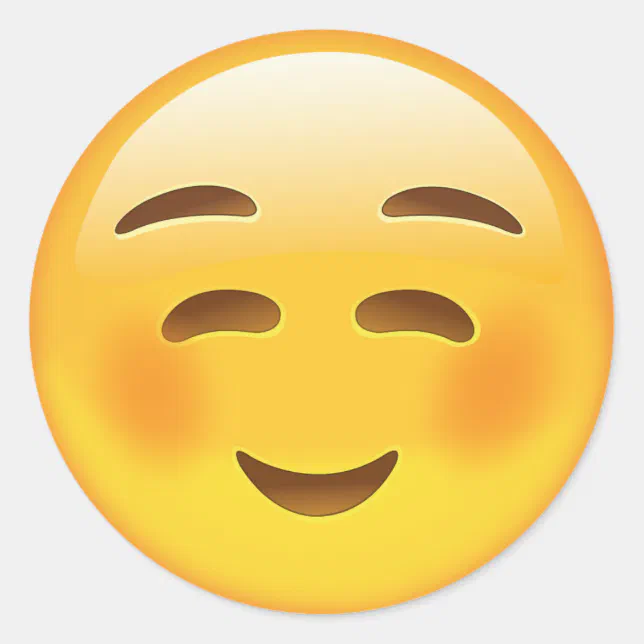 Weißes lächelndes Gesicht Emoji Runder Aufkleber