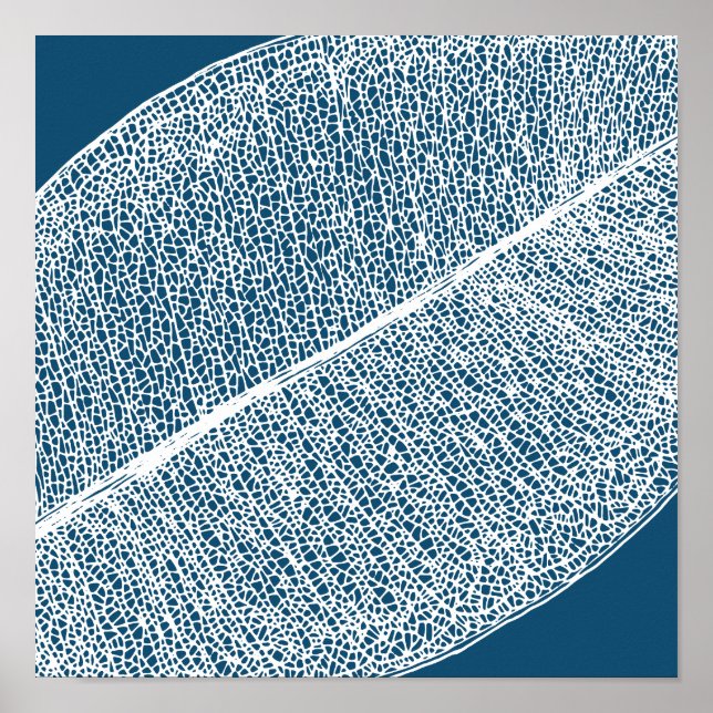 Weißes Leaf-Gitter-Illustration Dunkles blaues Pos Poster (Vorne)