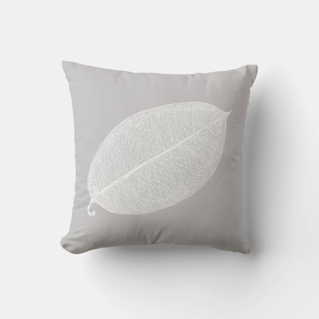 Weißes Leaf-Gitter-Illustrationsgewirr Kissen (Vorderseite)