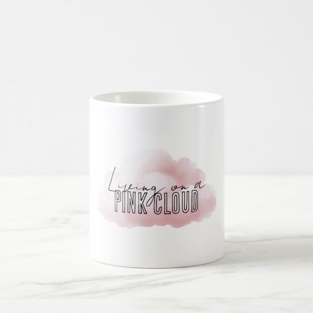 Weißes Leben auf einer rosa Wolke Kaffeetasse (Mittel)
