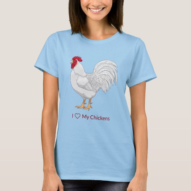 Weißes Leghorn-Hühnerrooster-Crowing T-Shirt (Vorderseite)