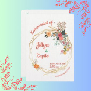 Weißes Leinenpapier Elegant Gelbe Blüte Einladung