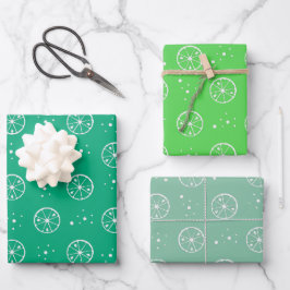 Weißes Limones Fruchtmuster - Grünbuch Geschenkpapier Set