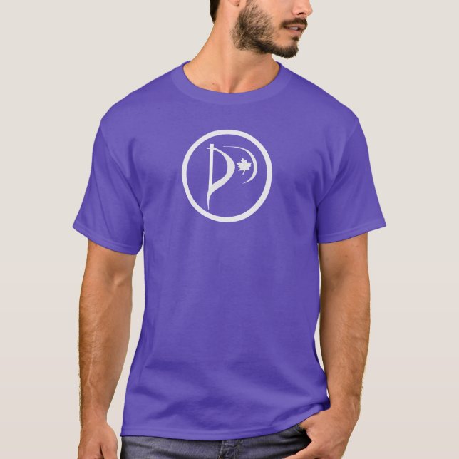 Weißes Logo auf lila T - Shirt (doppelseitiger (Vorderseite)