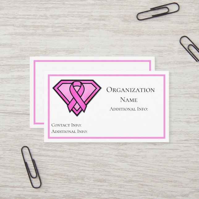 Weißes Logo "Brust Cancer Awareness Diamond" Visitenkarte (Vorderseite/Rückseite Beispiel)