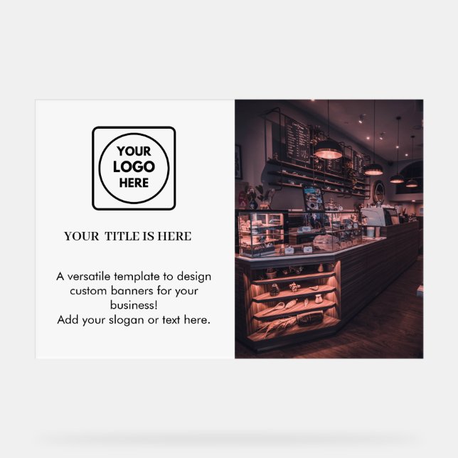 Weißes Logo | Minimalistisches modernes Foto-Brand Acrylschild (Vorderseite)