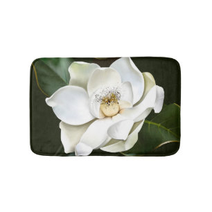 Weißes Magnolia Grüner Hintergrund Badematte