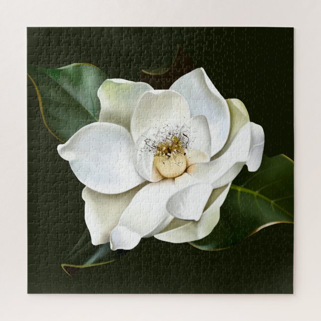 Weißes Magnolia Grüner Hintergrund Puzzle (Vertikal)