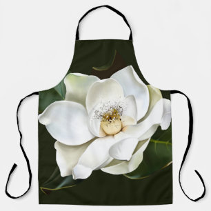 Weißes Magnolia Grüner Hintergrund Schürze