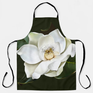 Weißes Magnolia Grüner Hintergrund Schürze