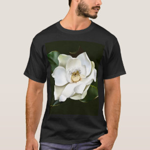 Weißes Magnolia Grüner Hintergrund T-Shirt