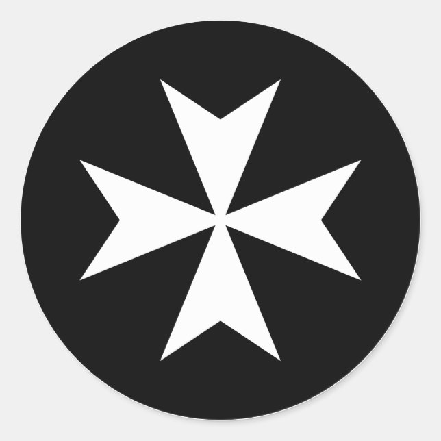Weißes Malteser Kreuz Runder Aufkleber (Vorderseite)
