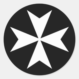 Weißes Malteser Kreuz Runder Aufkleber