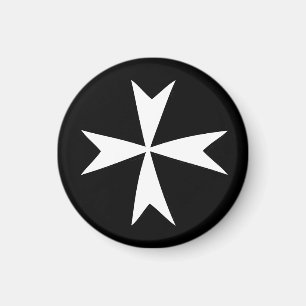 Weißes Malteser Kreuz- und Malta-Fahne/Rittersymb Magnet