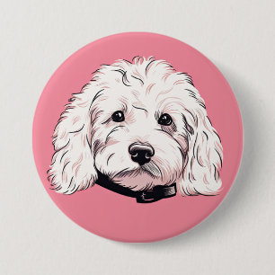 Weißes Maltipoo Dog Button Abzeichen