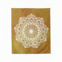 Weißes Mandala auf goldenem Hintergrund Klein