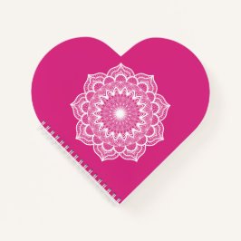 Weißes Mandala auf rosa Hintergrund Notizbuch