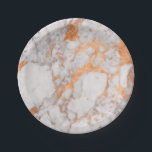 weißes Marmor- und Kupferpapier Pappteller<br><div class="desc">Ein glamouröses und klassisches Aussehen. Weißer und grauer Marmor mit metallischem Kupfer.</div>