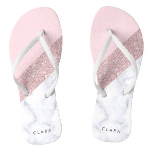 weißes Marmorrosa des eleganten girly Flip Flops