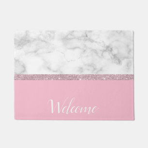 Weißes Marmorrosa des eleganten girly Fußmatte
