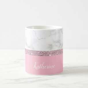 Weißes Marmorrosa des eleganten girly Kaffeetasse