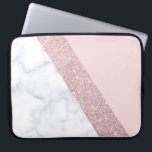 weißes Marmorrosa des eleganten girly Laptopschutzhülle<br><div class="desc">Stilvoller und eleganter geometrischer Imitat-Rosen-GoldGlitter,  weißer Marmor und rosa Farbblock.</div>