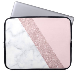weißes Marmorrosa des eleganten girly Laptopschutzhülle