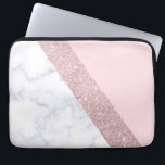 weißes Marmorrosa des eleganten girly Laptopschutzhülle<br><div class="desc">Stilvoller und eleganter geometrischer Imitat-Rosen-GoldGlitter,  weißer Marmor und rosa Farbblock.</div>