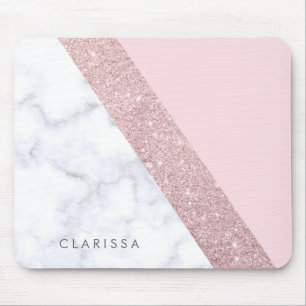 weißes Marmorrosa des eleganten girly Mousepad