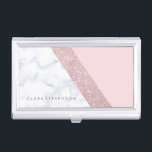 weißes Marmorrosa des eleganten girly Visitenkarten Dose<br><div class="desc">Stilvoller und eleganter geometrischer Imitat-Rosen-GoldGlitter,  weißer Marmor und rosa Farbblock.</div>