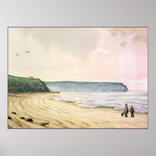 Weißes Meer und Klippen England Poster