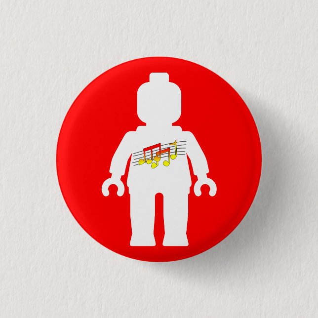 Weißes Minifig mit Musik-Logo Button (Vorderseite)