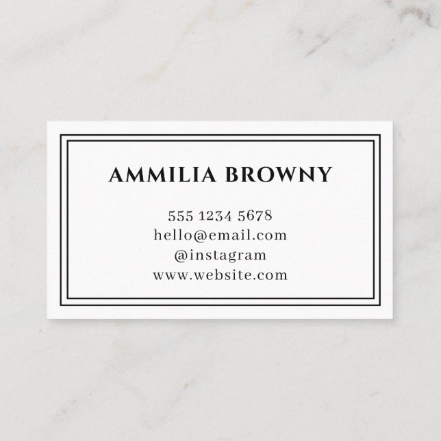 Weißes Minimal-Logo | Modernes elegantes Design Visitenkarte (Rückseite)