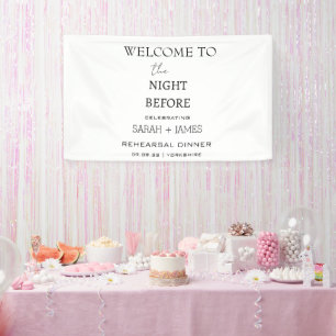 Weißes Minimalistisches Abendessen Begrüßungsgröss Banner