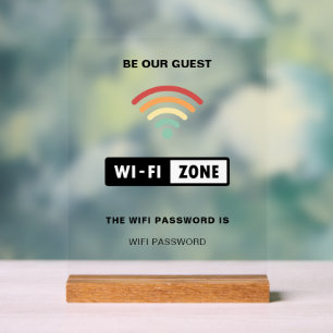 Weißes Minimalistisches einfaches Wifi-Kennwort Acrylschild