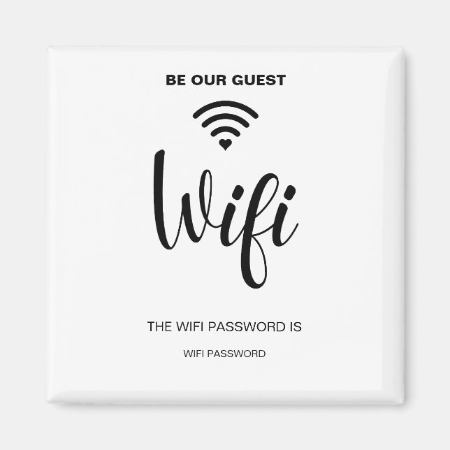 Weißes Minimalistisches einfaches Wifi-Kennwort Magnet (Vorne)